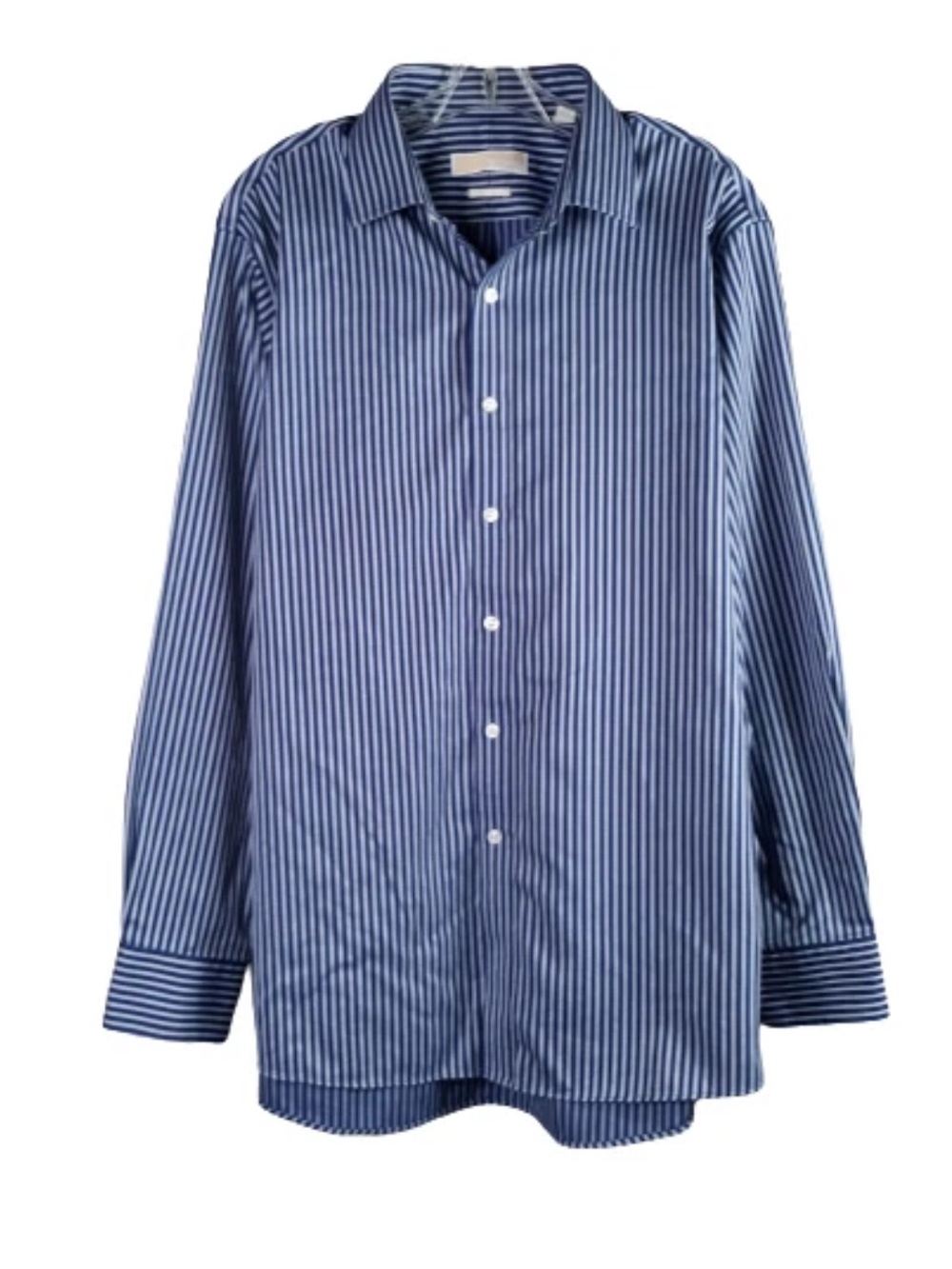 Michael Kors Men's Navy and White Striped Dress Shirt